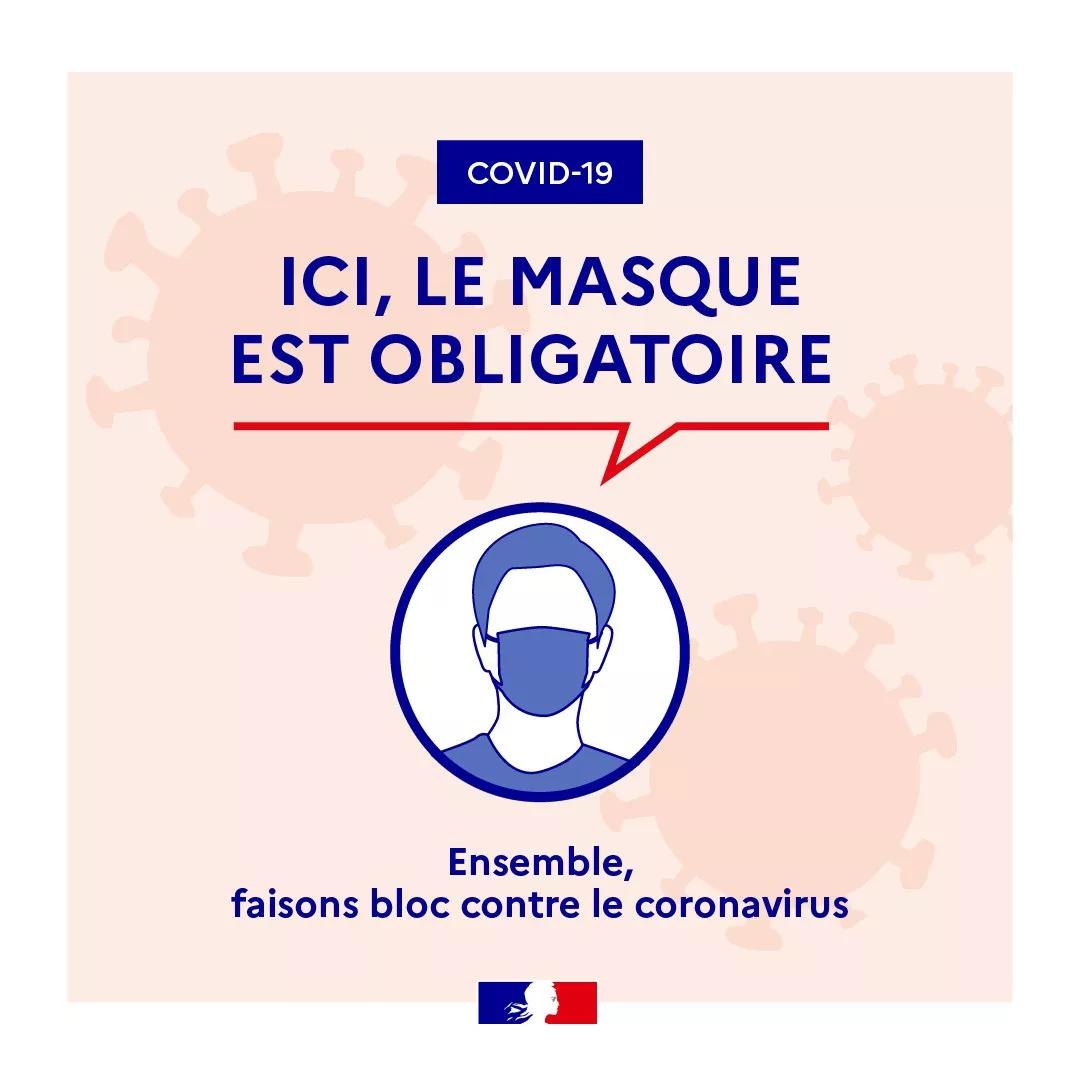 Ici le masque est obligatoire - carre 2 Ici le masque est obligatoire - carre 2