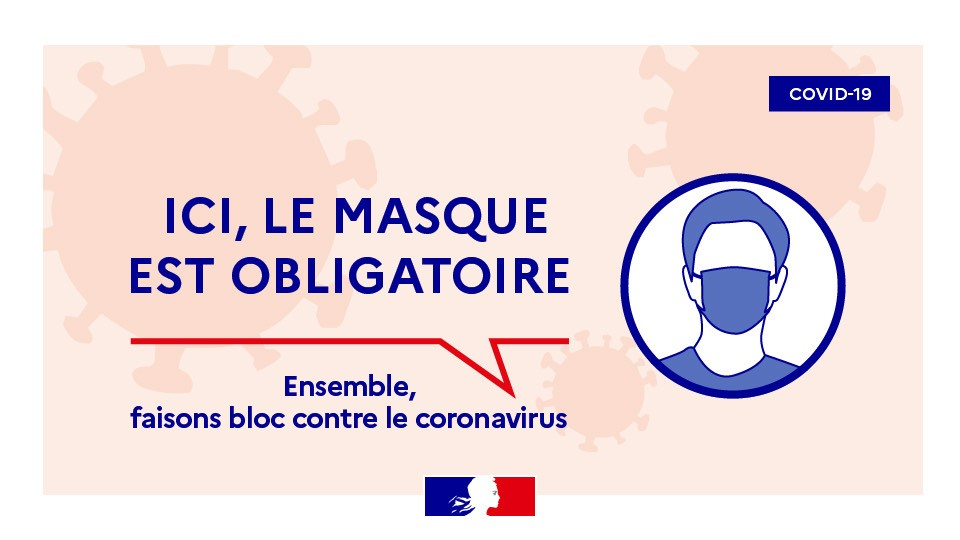 Ici le masque est obligatoire - horizontale 2 Ici le masque est obligatoire - horizontale 2