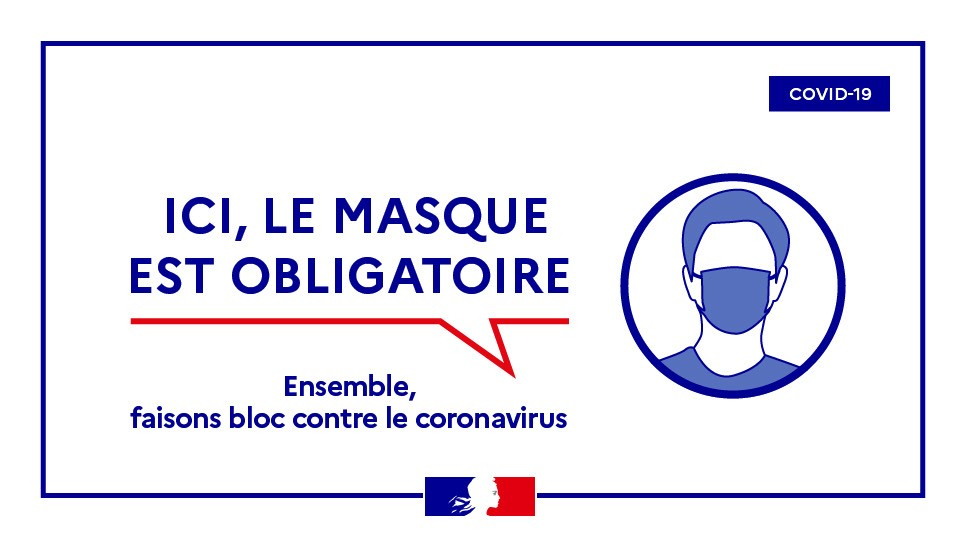 Ici le masque est obligatoire - horizontale Ici le masque est obligatoire - horizontale