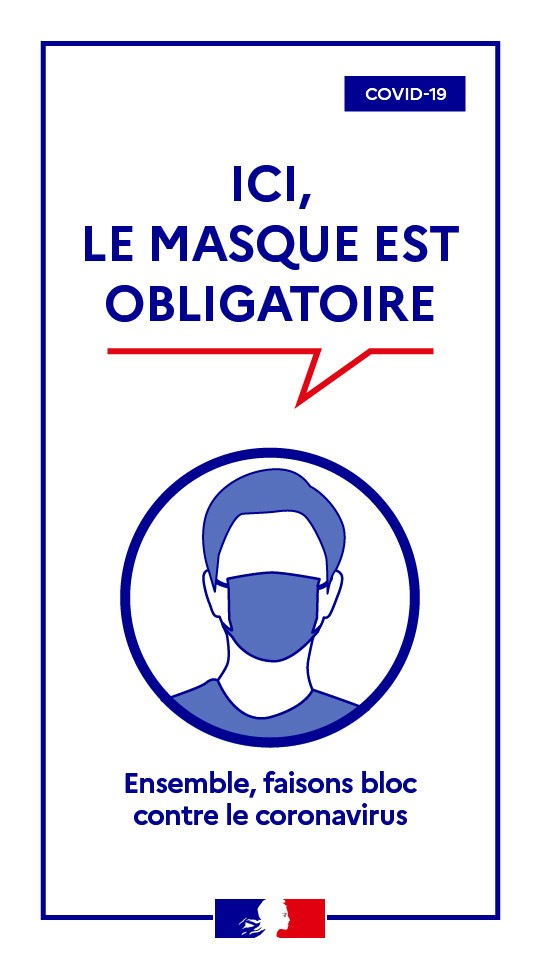 Ici le masque est obligatoire - verticale Ici le masque est obligatoire - verticale